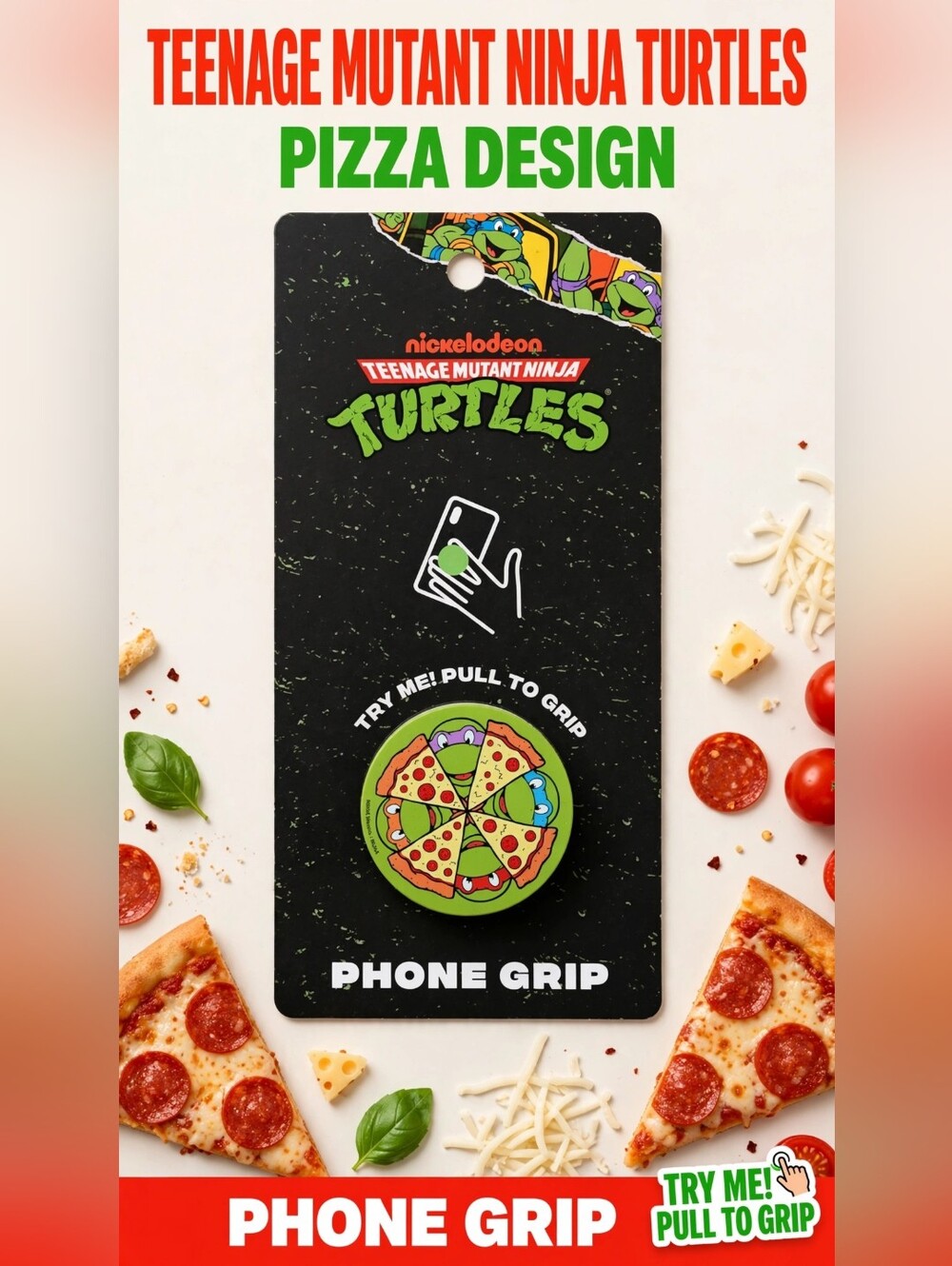 Nickelodeon Teenage Mutant Ninja Turtles Green Pizza Pop Phone Grip
